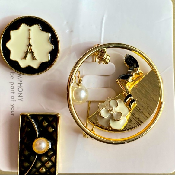 Brooch gold plated | enamel Paris | - Picture 5 of 7